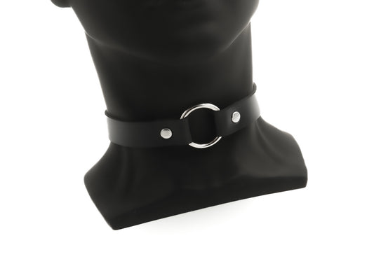 Leather choker with O-ring for rave | techno | Kinky outfit | festival