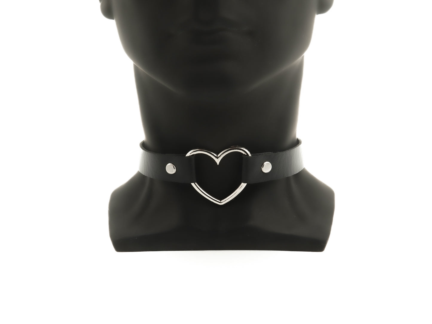 Leather choker with heart O-ring for rave | techno | Kinky outfit | festival