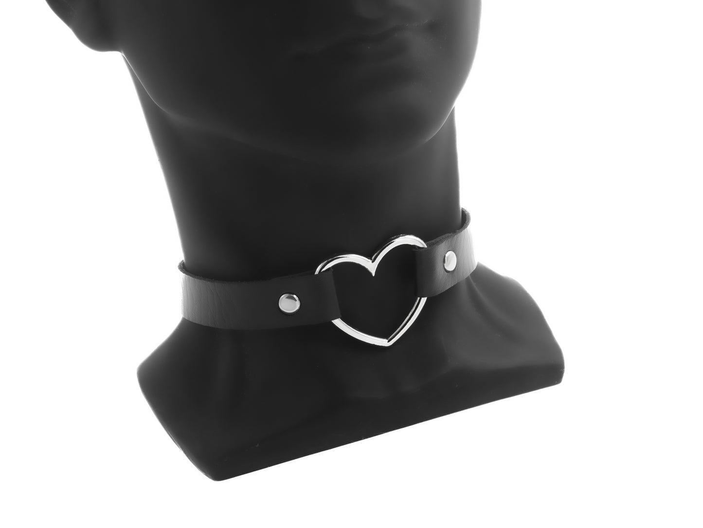 Leather choker with heart O-ring for rave | techno | Kinky outfit | festival